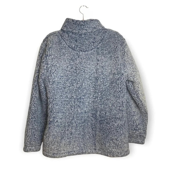 Jackson Hole Outerwear Blue and White Fuzzy Sherpa Zip Up Sweater - Picture 2 of 10